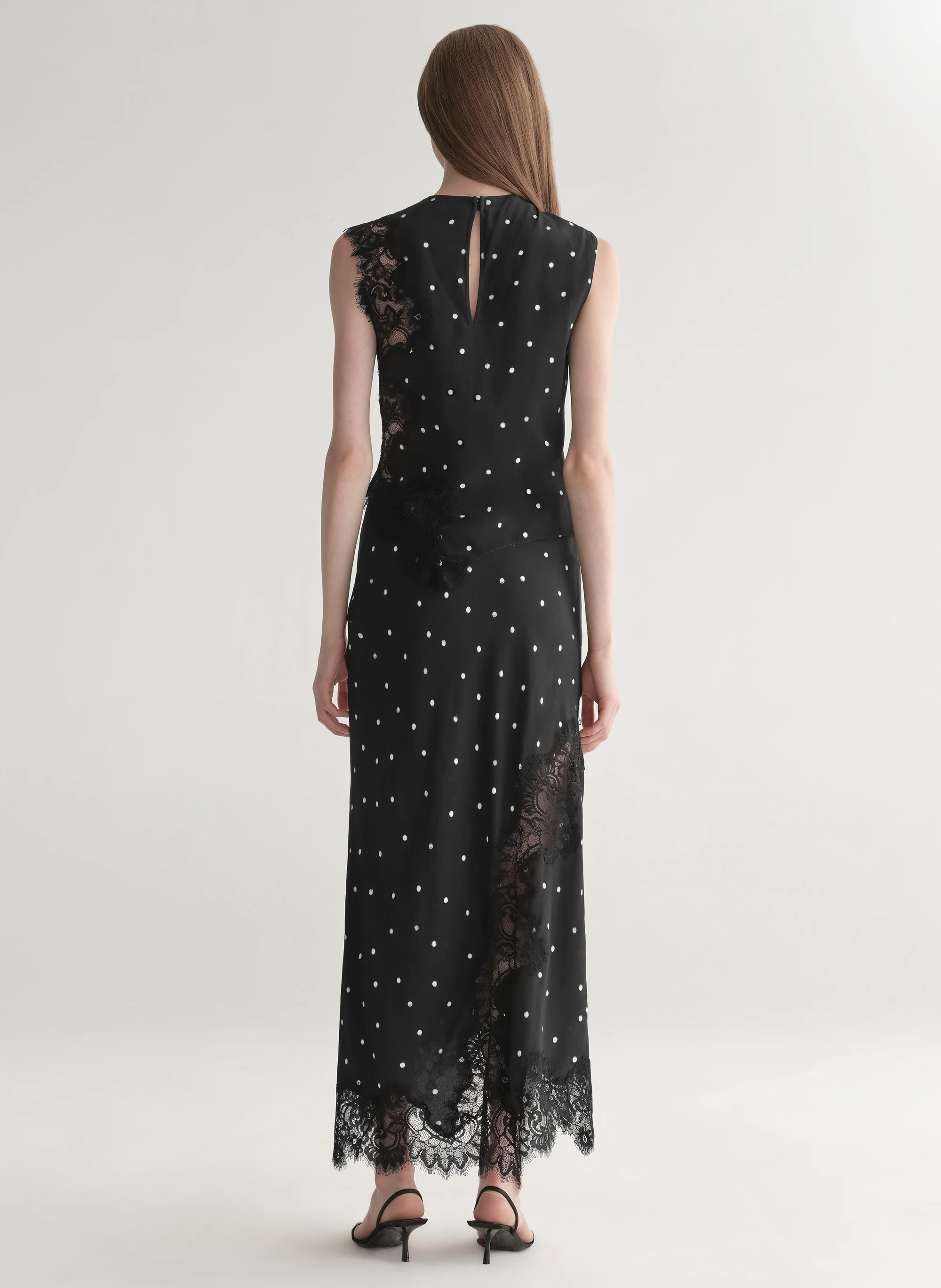Gracie Polka Dot Crepe and Lace Top - Image 5