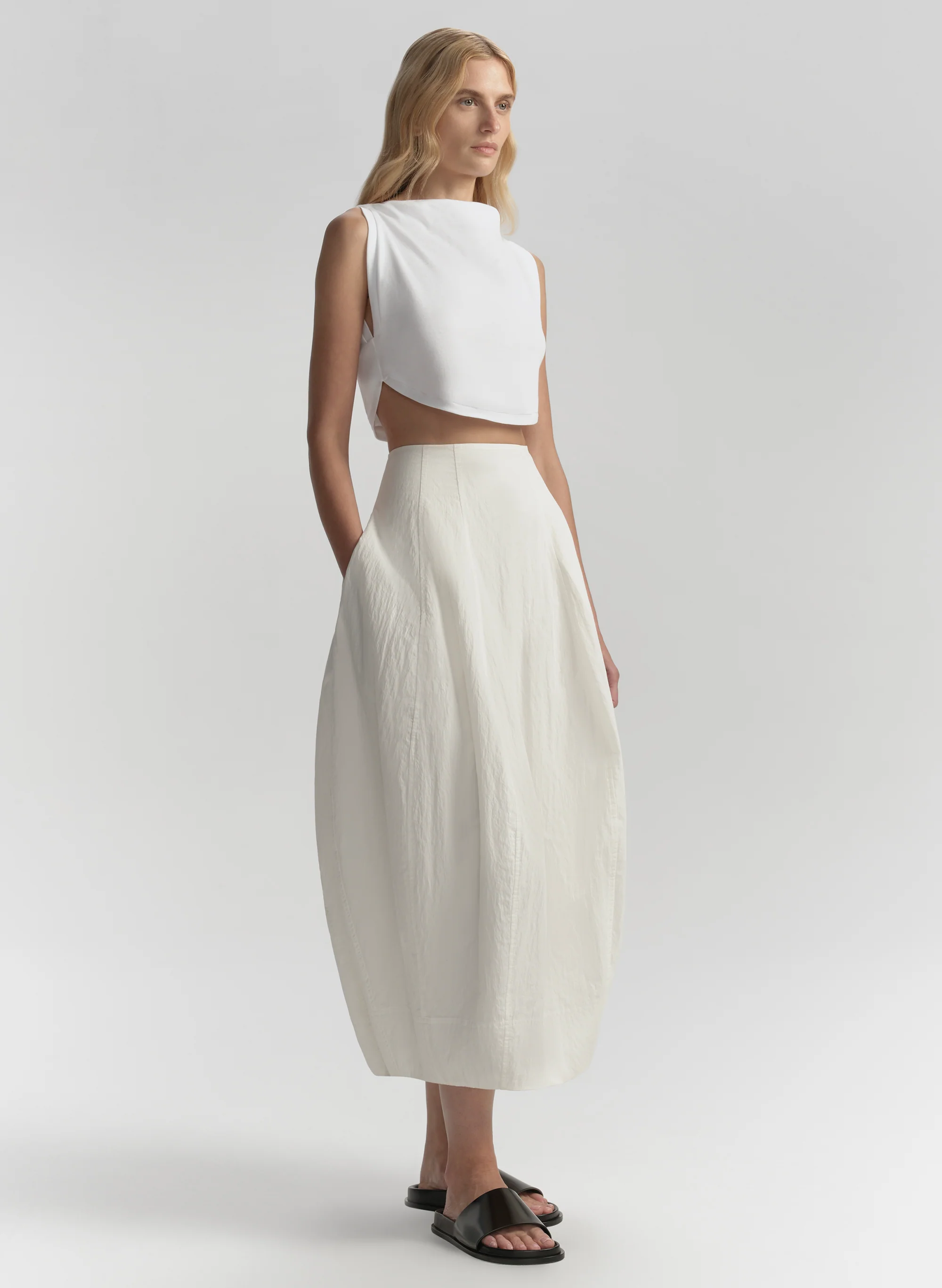 Veda Cotton Nylon Midi Skirt - Image 3